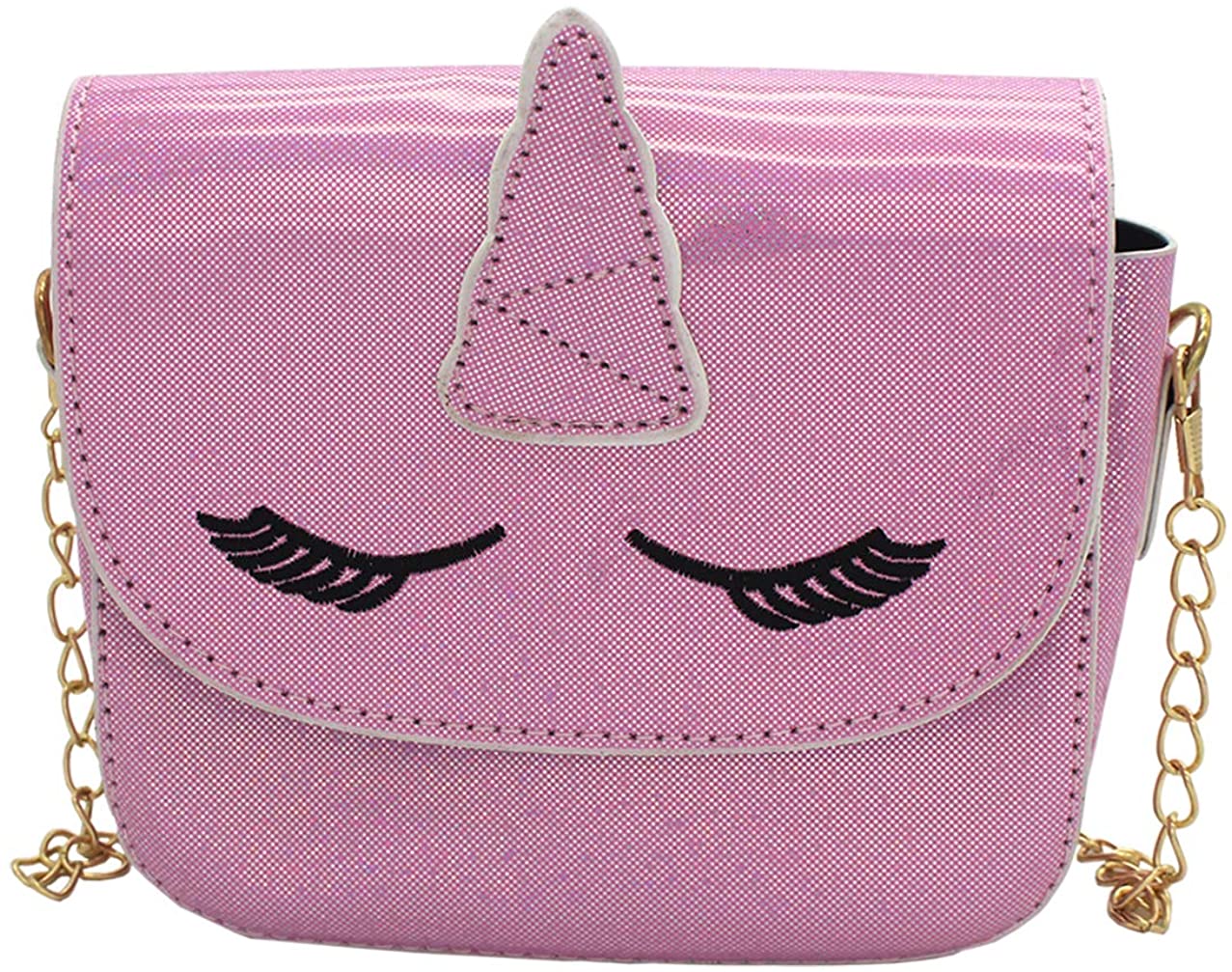 Price:$11.99 Girls Unicorn Sequin Glitter Crossbody Shoulder Purse Handbag Women Satchel Tote Shell Bag  Handbags   