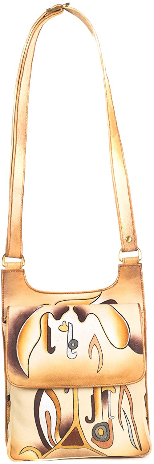 Price:$68.97 ZIMBELMANN LUCY FEE Genuine Nappa Leather Hand-painted Cross Body Shoulder Bag  Handbags   