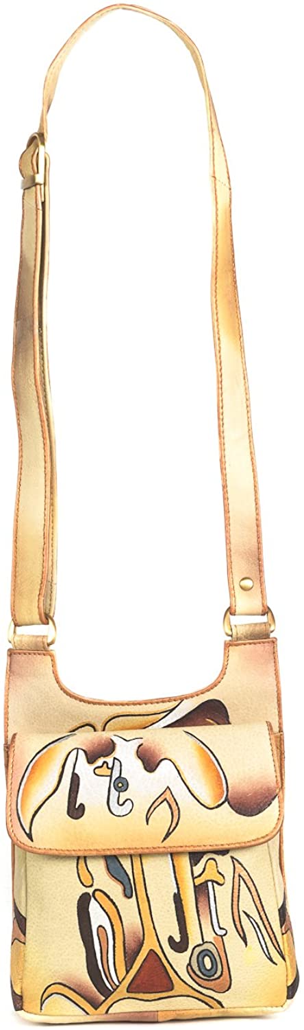 Price:$68.97 ZIMBELMANN LUCY MAY Genuine Nappa Leather Hand-painted Cross Body Shoulder Bag  Handbags   