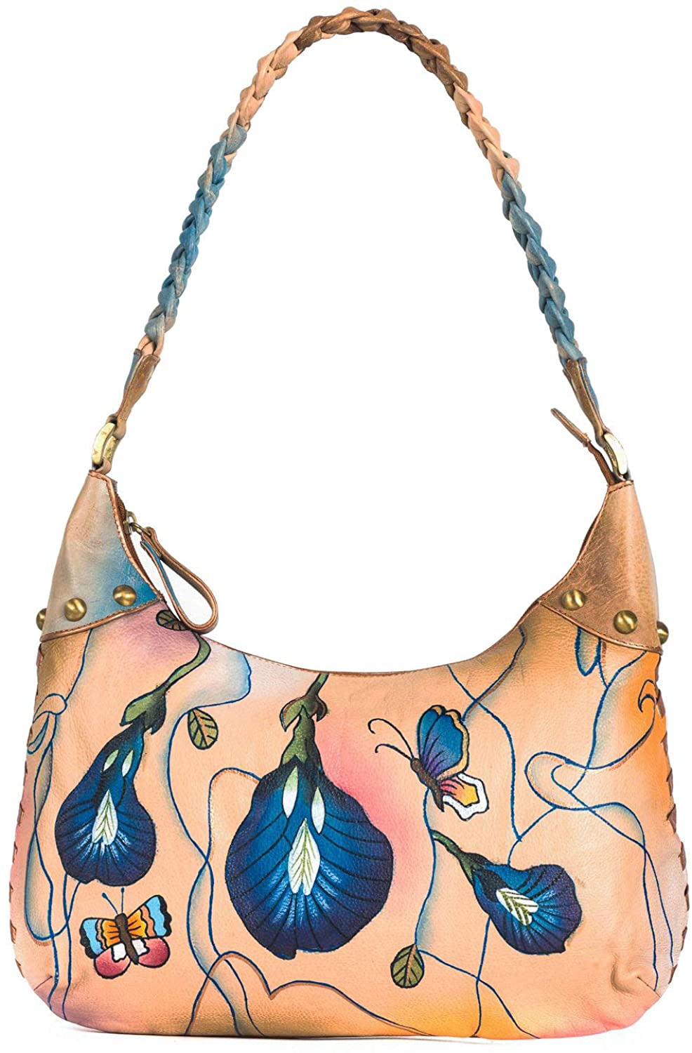 Price:$68.97    ZIMBELMANN AGNES Genuine Nappa Leather Hand-painted Hobo Shoulder Bag  Clothing