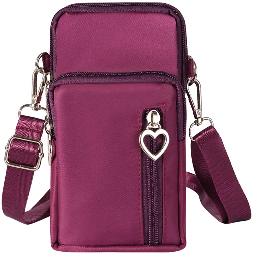 Price:$9.99 Pxinhui TM Cell Phone Crossbody Bag Purse Zip Wristlet Wallet Sports Armband Mini Shoulder Bag Card Holder (Purple), Small  Handbags   