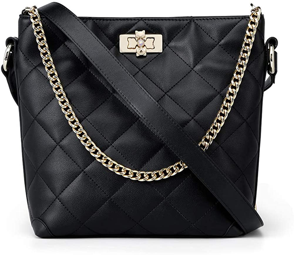 Price:$49.99 iFOXER Crossbody Leather Bag Handbags Shoulder Bag for Women with Top Handle (black)  Handbags   