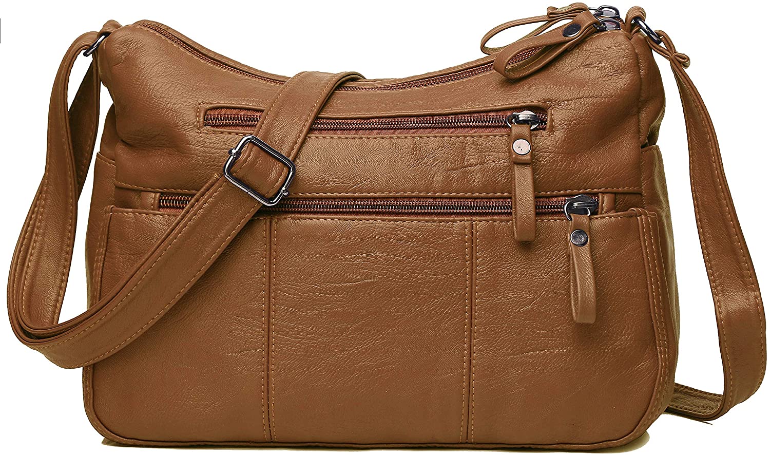 Price:$18.99 Volcanic Rock Women Crossbody Bag Pocketbooks Soft PU Leather Purses and Handbags Multi Pocket Shoulder Bag (Brown-11.8")  Handbags   
