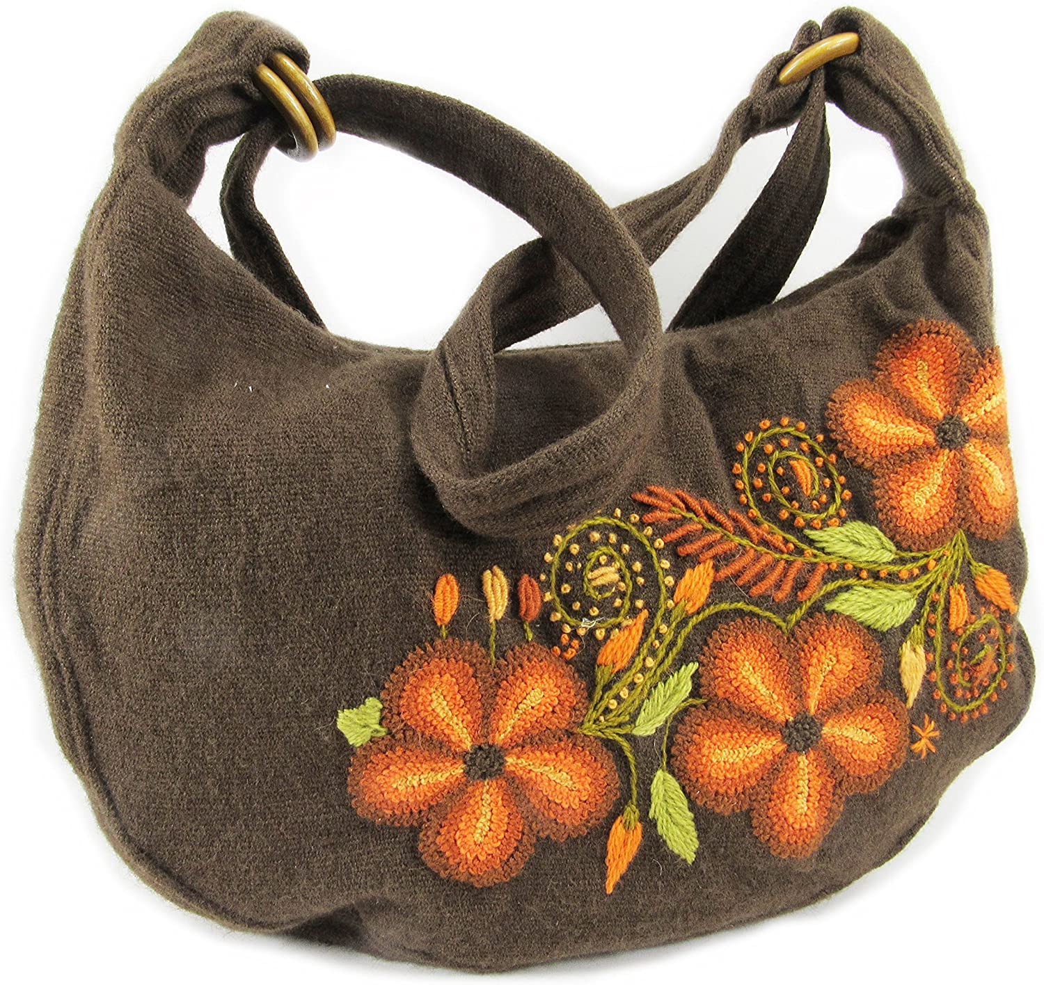 Price:$0.00 ALPACA WOOL HAND EMBROIDERED HALF MOON PURSE BY MACHU PICCHU STORE 8477  Handbags   