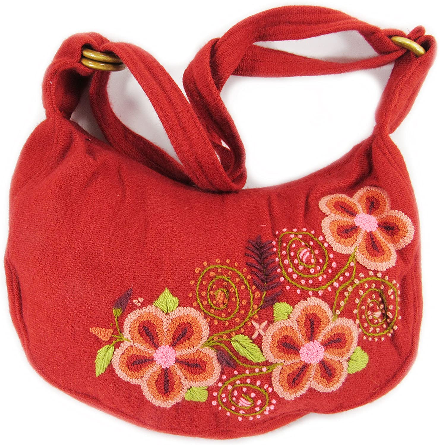 Price:$0.00 ALPACA WOOL HAND EMBROIDERED HALF MOON PURSE BY MACHU PICCHU STORE 8479  Handbags   