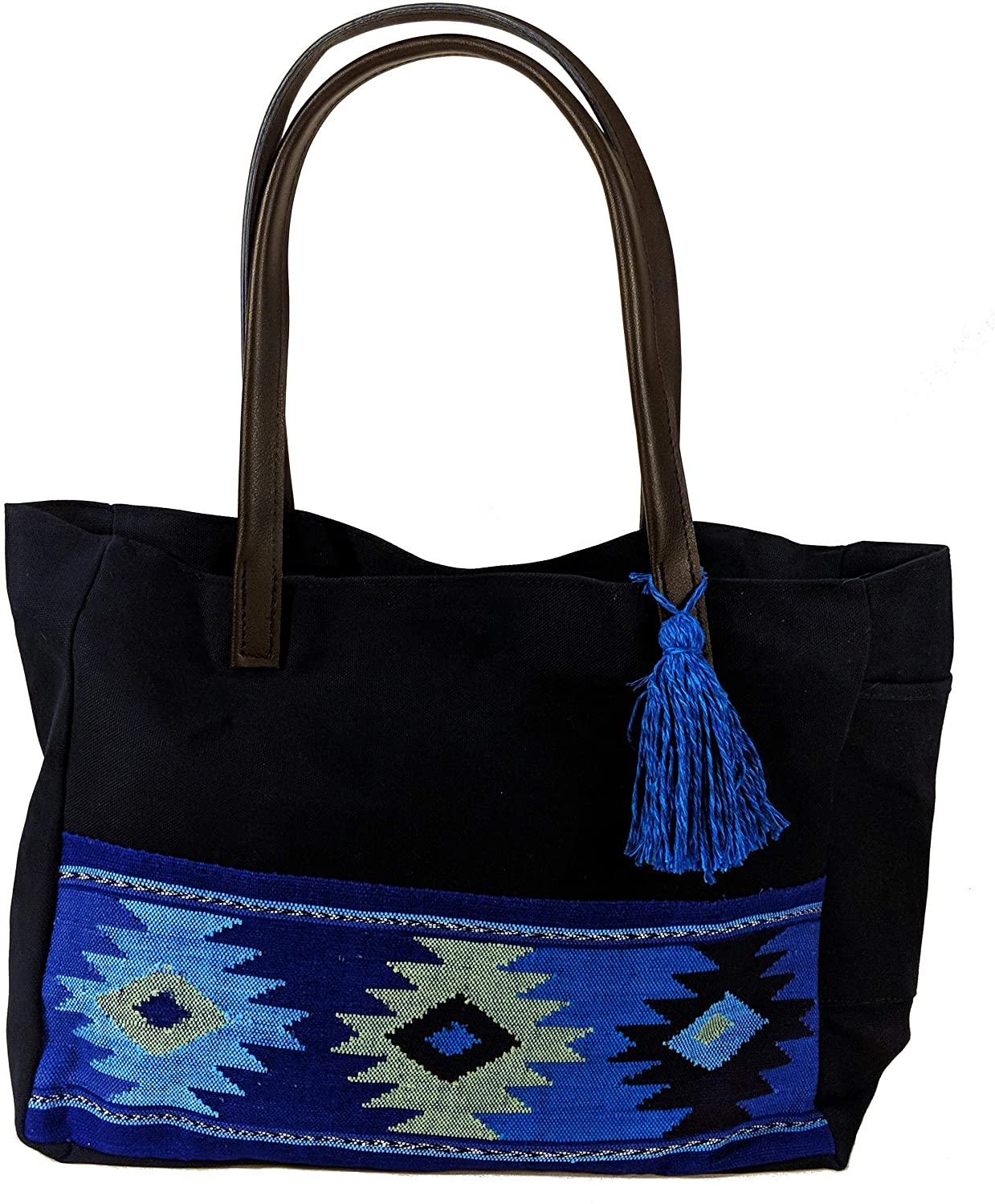 Price:$39.99 Navy Blue Canvas Shoulder Bag - Diamonds on Navy Blue (M)  Handbags   