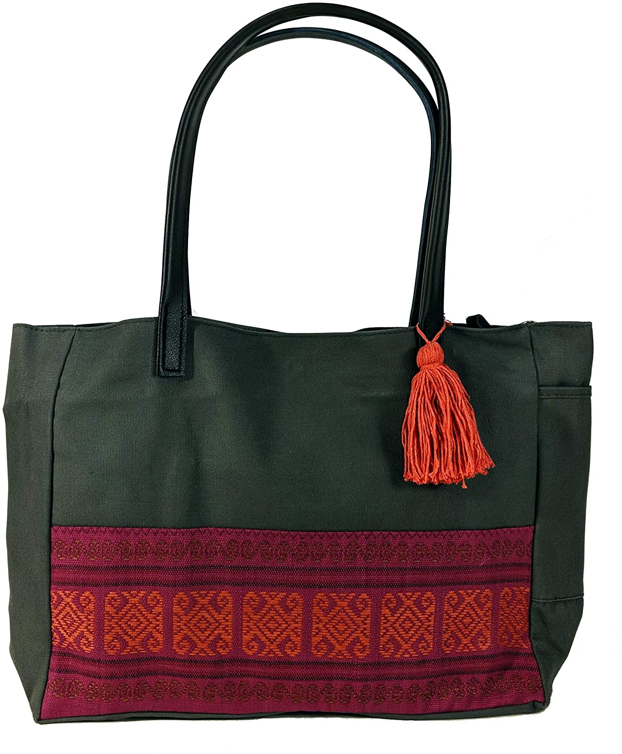 Price:$39.99 Grey Canvas Shoulder Bag Medium – Tiles (MAYEHBTL-M012)  Handbags   