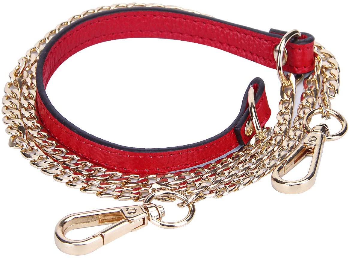 Price:$10.99    VanEnjoy 12MM Replacement Chain & Genuine Leather Shoulder Crossbody Straps for Handbags Purse Bags(Red)  Clothing