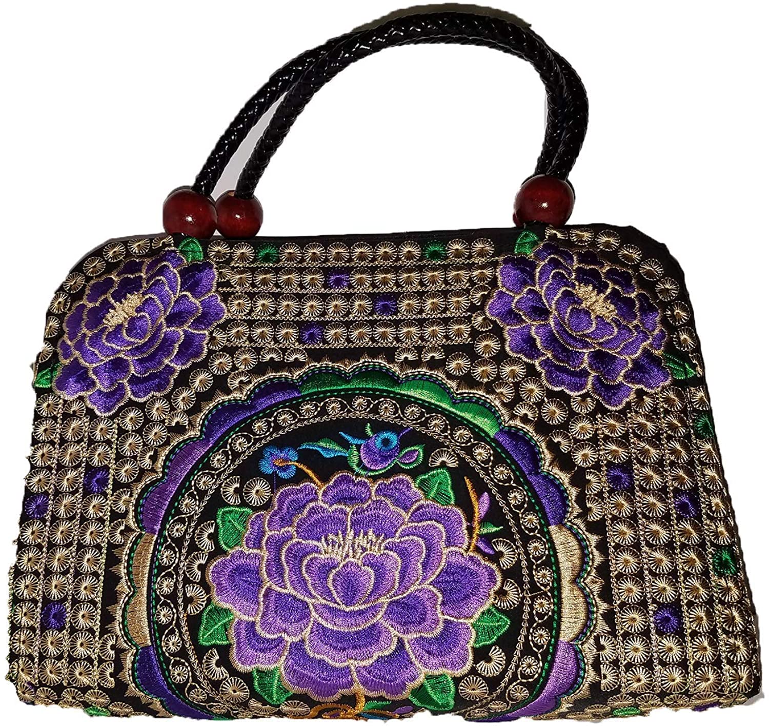 Price:$34.95 Purple Rose Stitched Purse  Handbags   