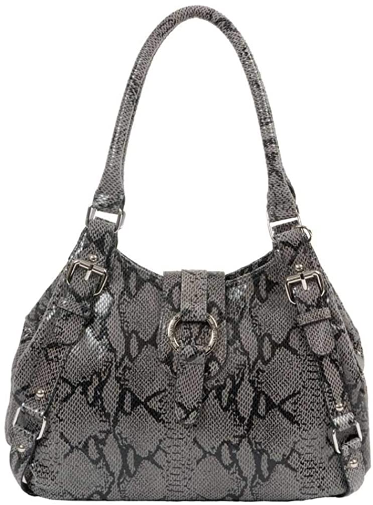 Price:$199.95    Leather Python Print Bucket Bag  JENTOU  Clothing