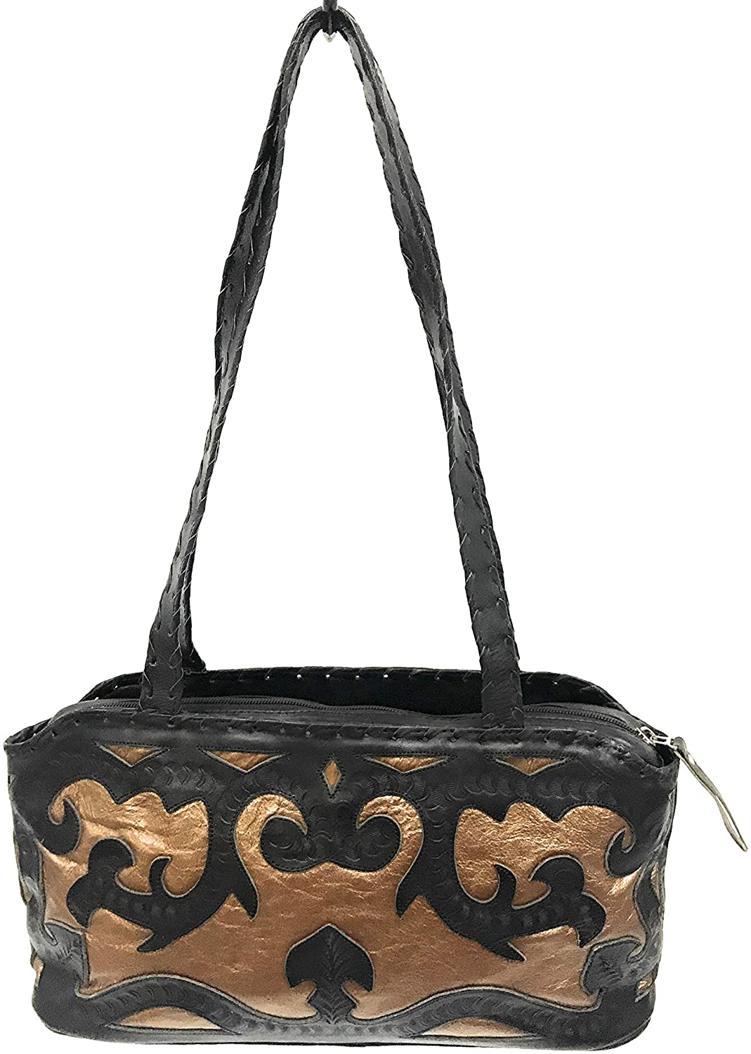 Price:$139.97 Labrado Leather Scroll Cutout Black/Copper Shoulder Bag, 8'H/ 15.5''W/12''/ Large  Handbags   