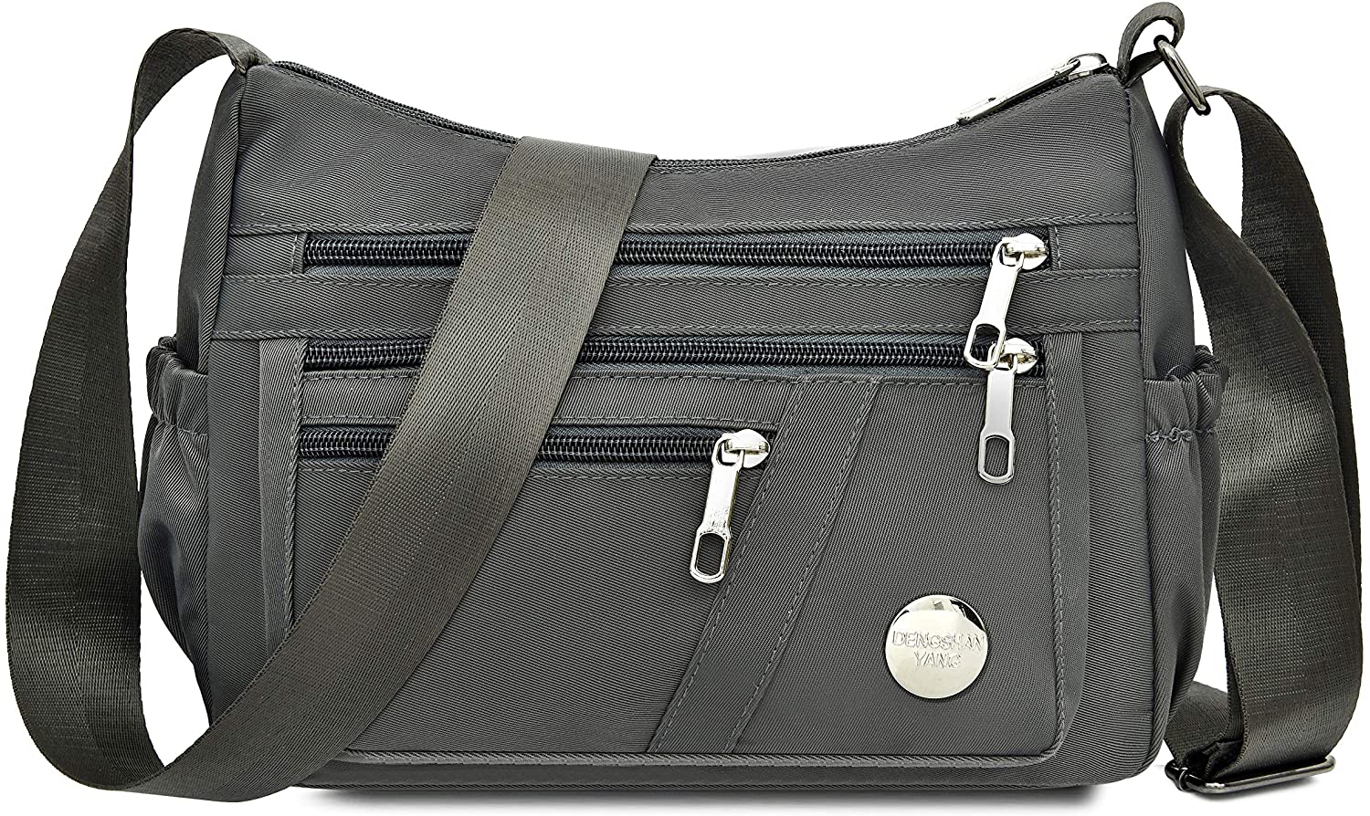 Price:$15.99 Anti Thief Crossbody Bag for Women Waterproof Shoulder Bag Messenger Bag Casual Nylon Purse Handbag (gray)  Handbags   