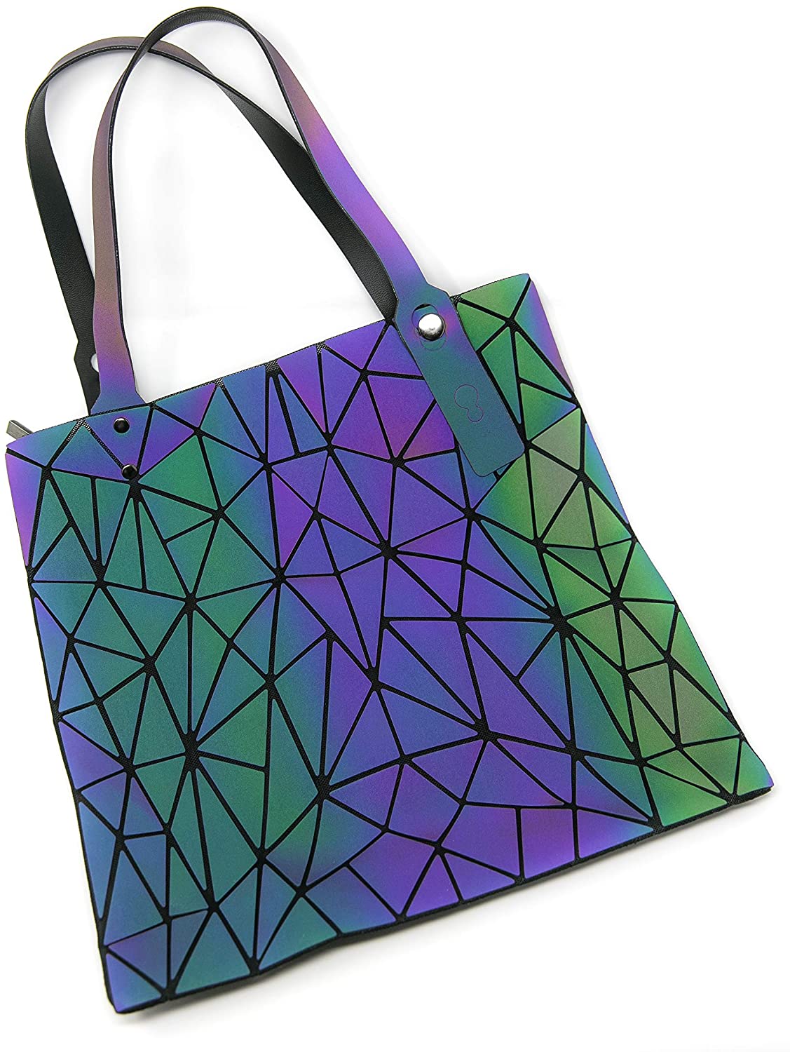 Price:$23.99    Geometric Luminous Tote Bag, Luminous Shoulder Bag, Holographic Tote Bag  Clothing