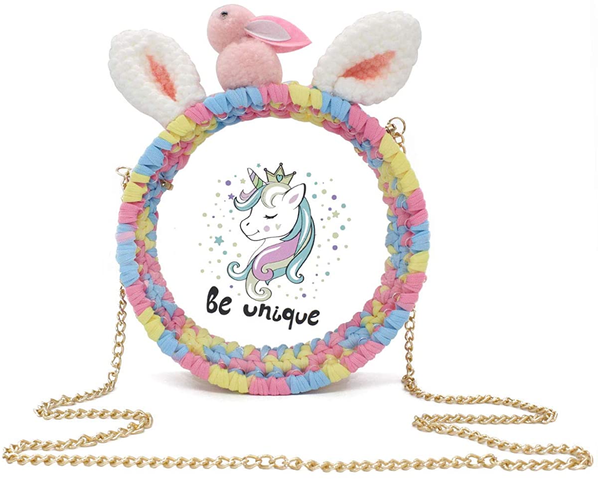 Price:$16.99 Cute Unicorn Shoulder Bag Round Clear Crossbody Purse Stadium Approved Phone Pouch for NCAA PGA NFL  Handbags   