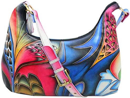 Price:$156.00 Magnifique Blue Fusion Leather Hand Painted Shoulder bag  Handbags   