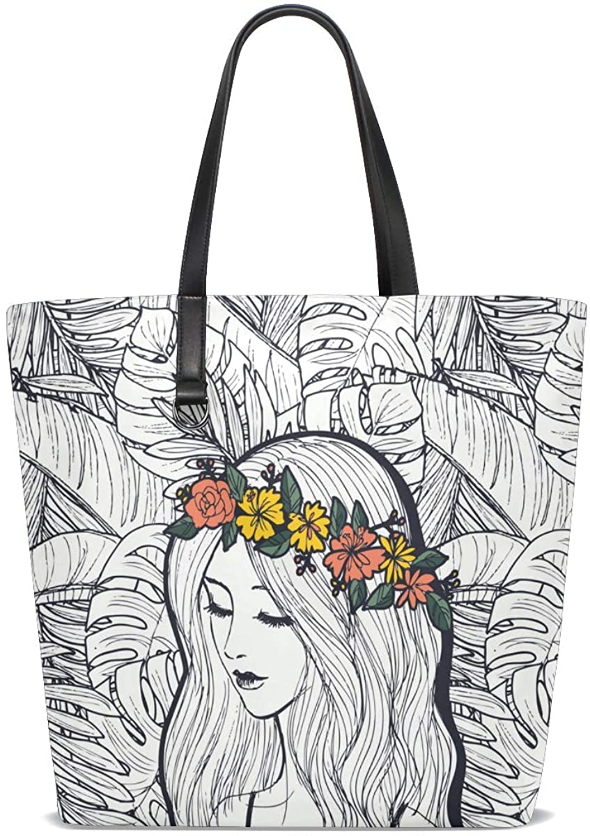 Price:$10.99 Women Tote Bag Shoulder Bag Double sides fashion Handbag-Flamingo Trees Printing (Girl)  Handbags   