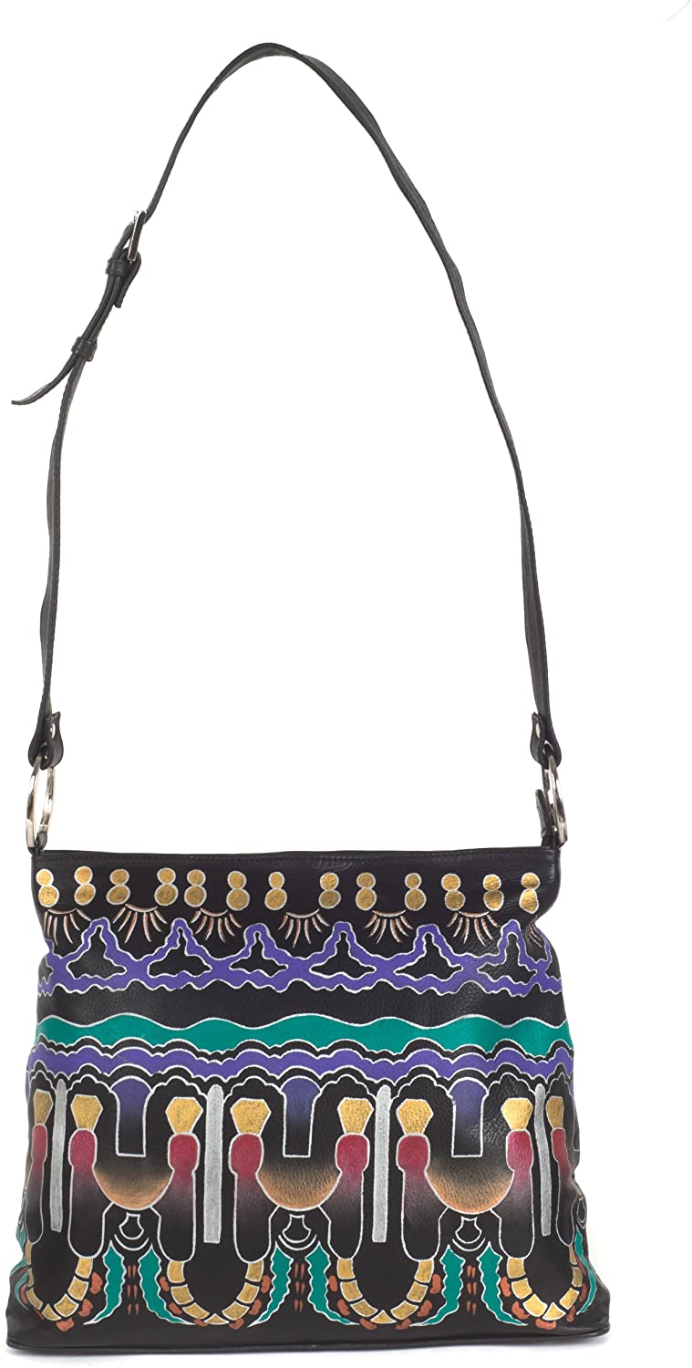 Price:$299.97 ZIMBELMANN ERIKA Genuine Nappa Leather Hand-painted Cross Body Shoulder Bag  Handbags   