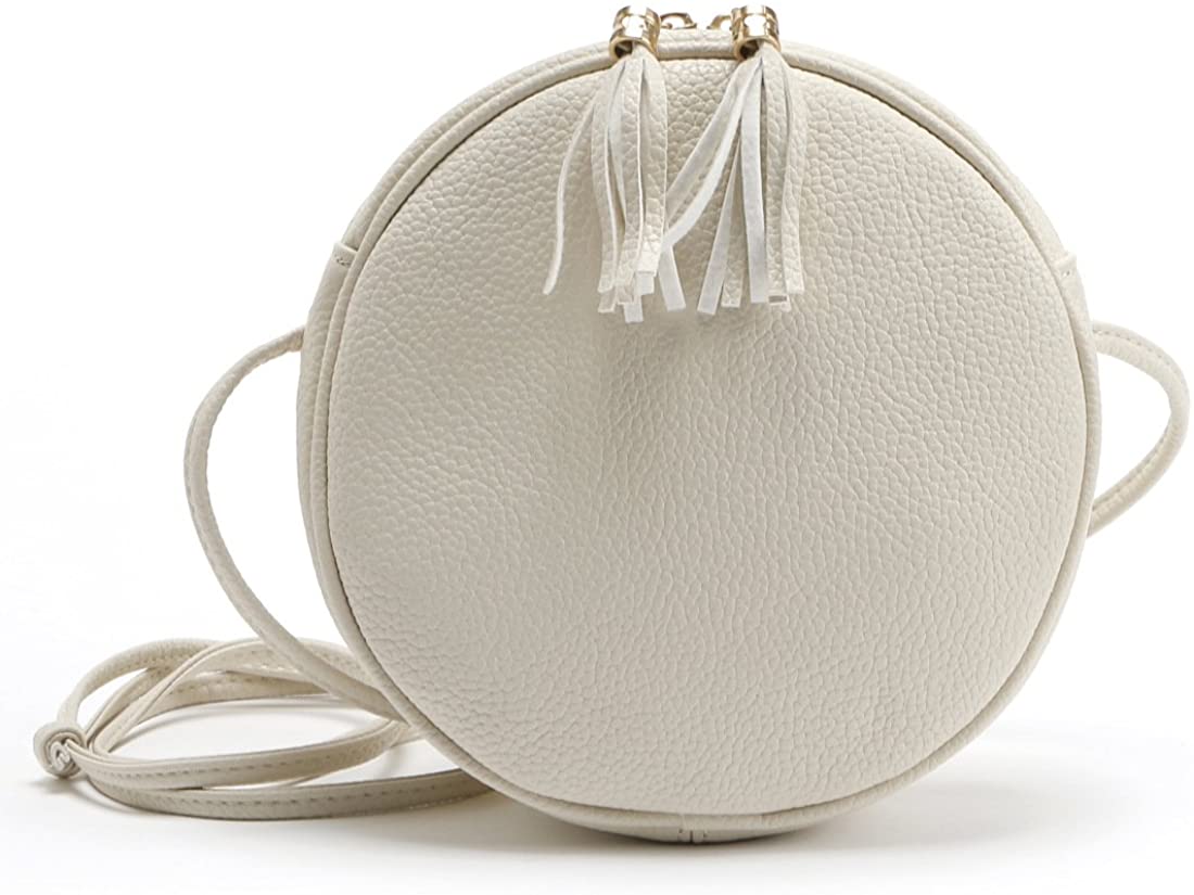 Price:$12.99 DukeTea Small Circular Crossbody Purse for Teen Girls, Mini Crossover Phone Shoulder Bag for Women White  Handbags   