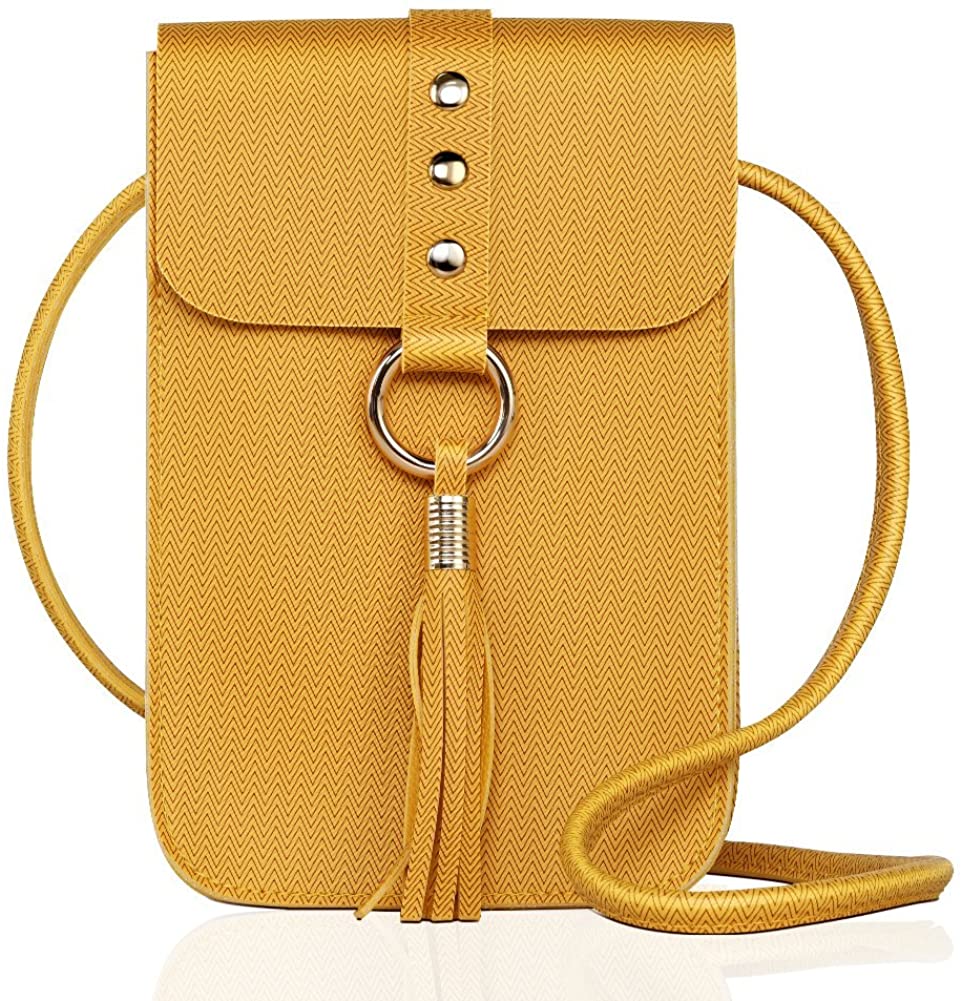 Price:$11.99 DIACLARA Crossbody Bag for Women Ladies Purse Leather with Tassel Small Shoulder Wallet for Ladys(Yellow)  Handbags   