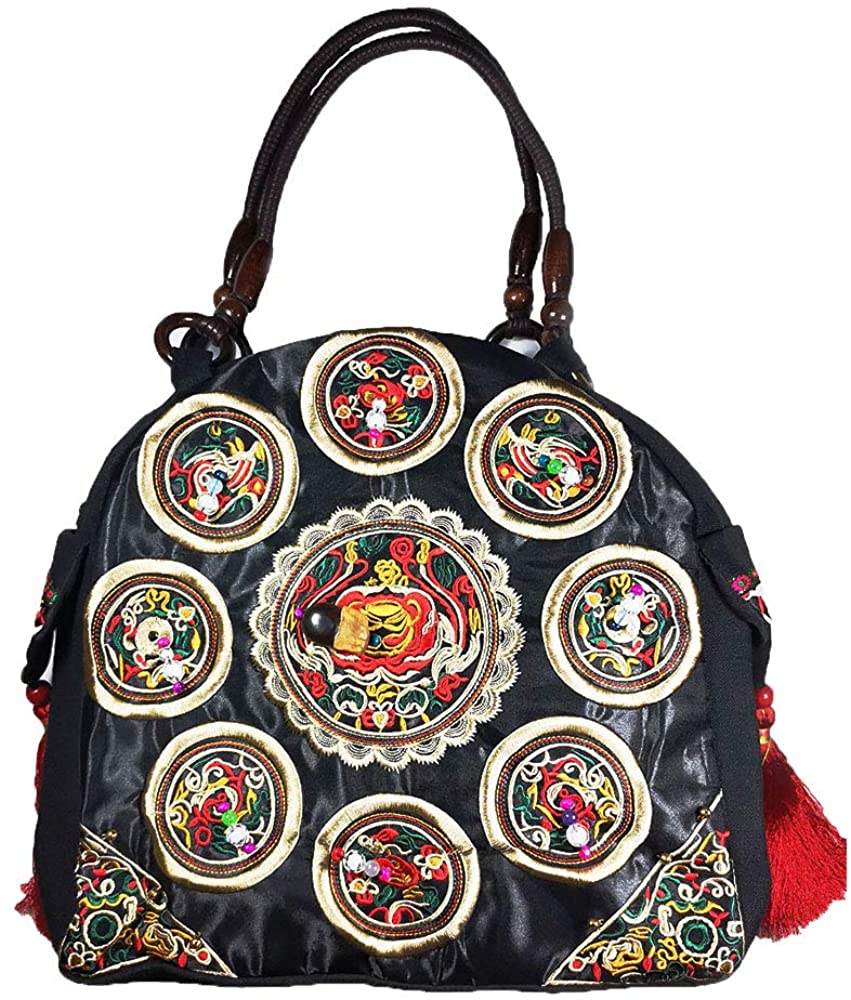 Price:$19.99    Fashion Embroidery Handbag Embroidered Large Capacity Casual Canvas Shoulder Bag (Beige)  Clothing