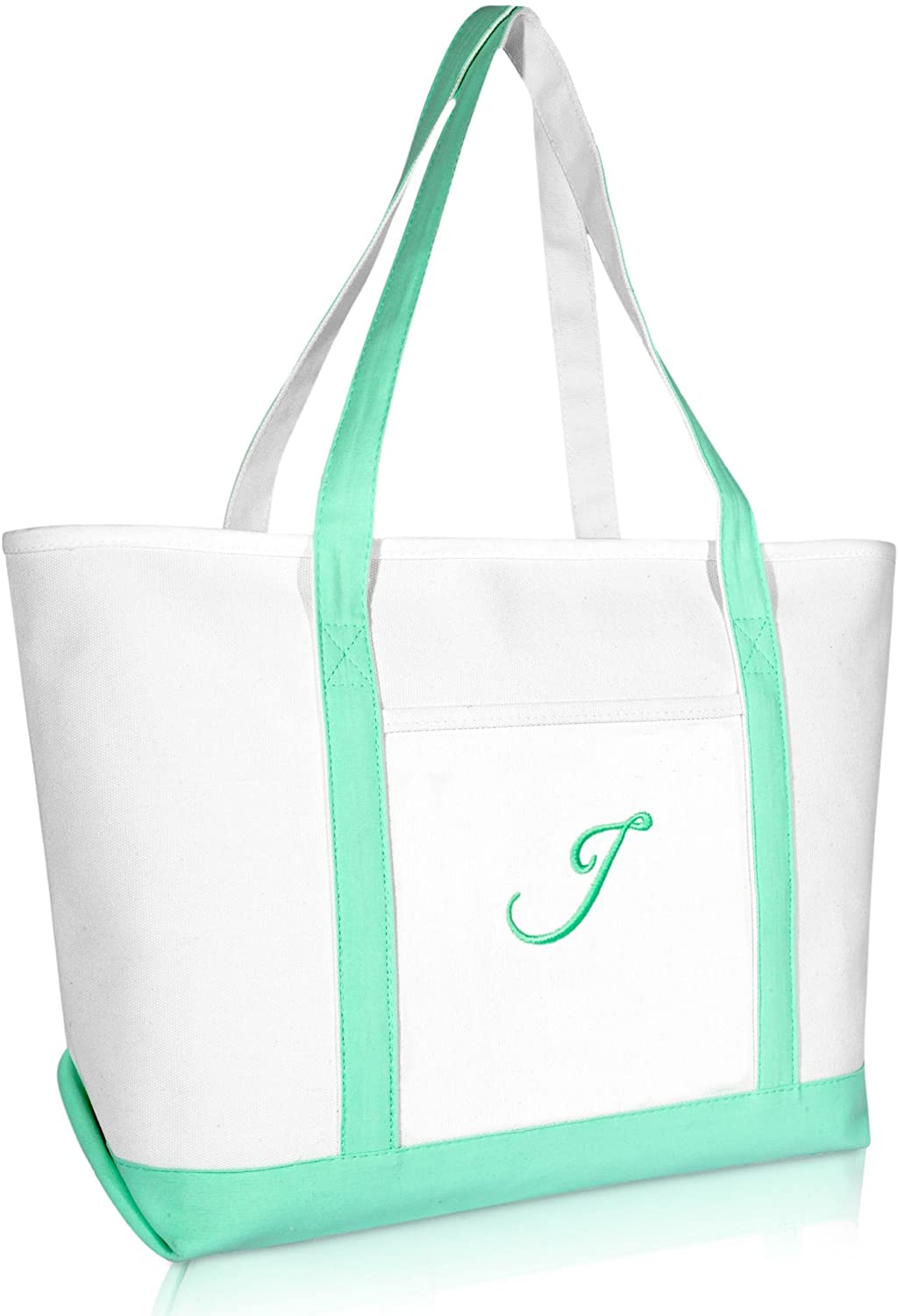 Price:$16.95    DALIX Women's Premium Tote Bag Shoulder Bags Monogrammed Mint Green J  Clothing