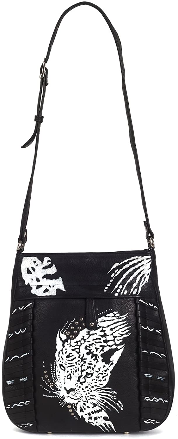 Price:$89.97 ZIMBELMANN TIARA Genuine Nappa Leather Hand-painted Cross Body Shoulder Bag  Handbags   