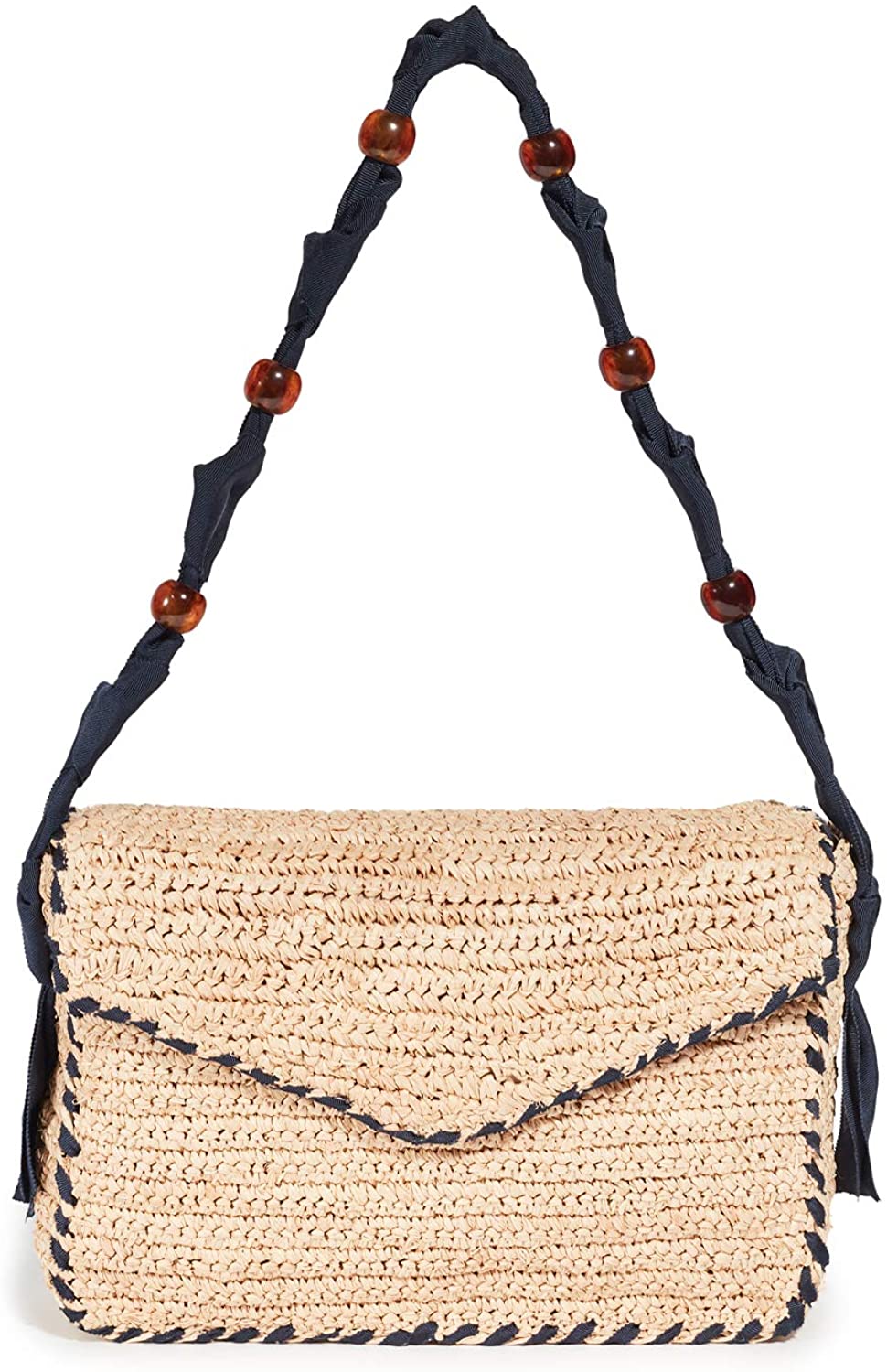 Price:$450.00 PAMELA MUNSON Women's Las Olas Tortoise Shoulder Bag, Natural/Navy, Tan, Blue, One Size  Handbags   
