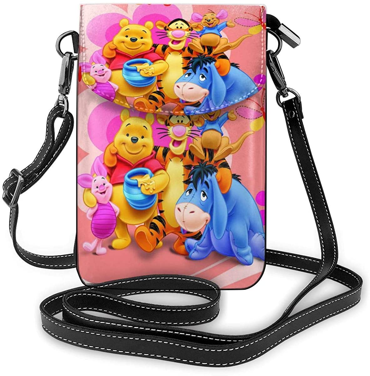 Price:$32.99 Win-Nie Pooh Leather Cell Phone Purse Crossbody Bags Small Shoulder Bag Travel Wallet Handbag With Adjustable Strap  Handbags   
