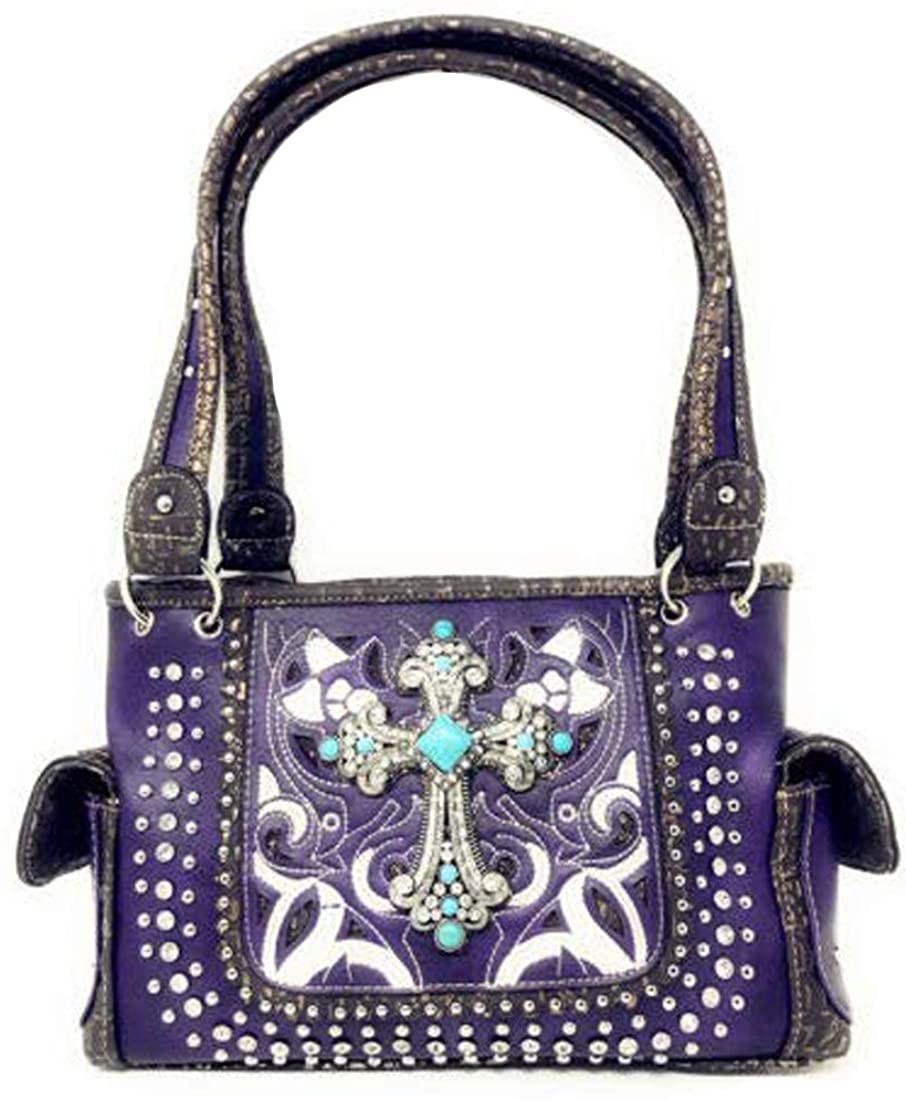 Price:$41.99 Classic Western Women's Top Handle Shoulder Concealed Carry Stitched pattern Rodeo Handbag  Handbags   