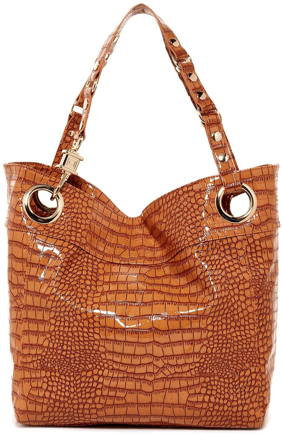 Price:$49.99    Steve Madden Candy Coated Shiny Croc Embossed Tote, Color Light Brown  Clothing