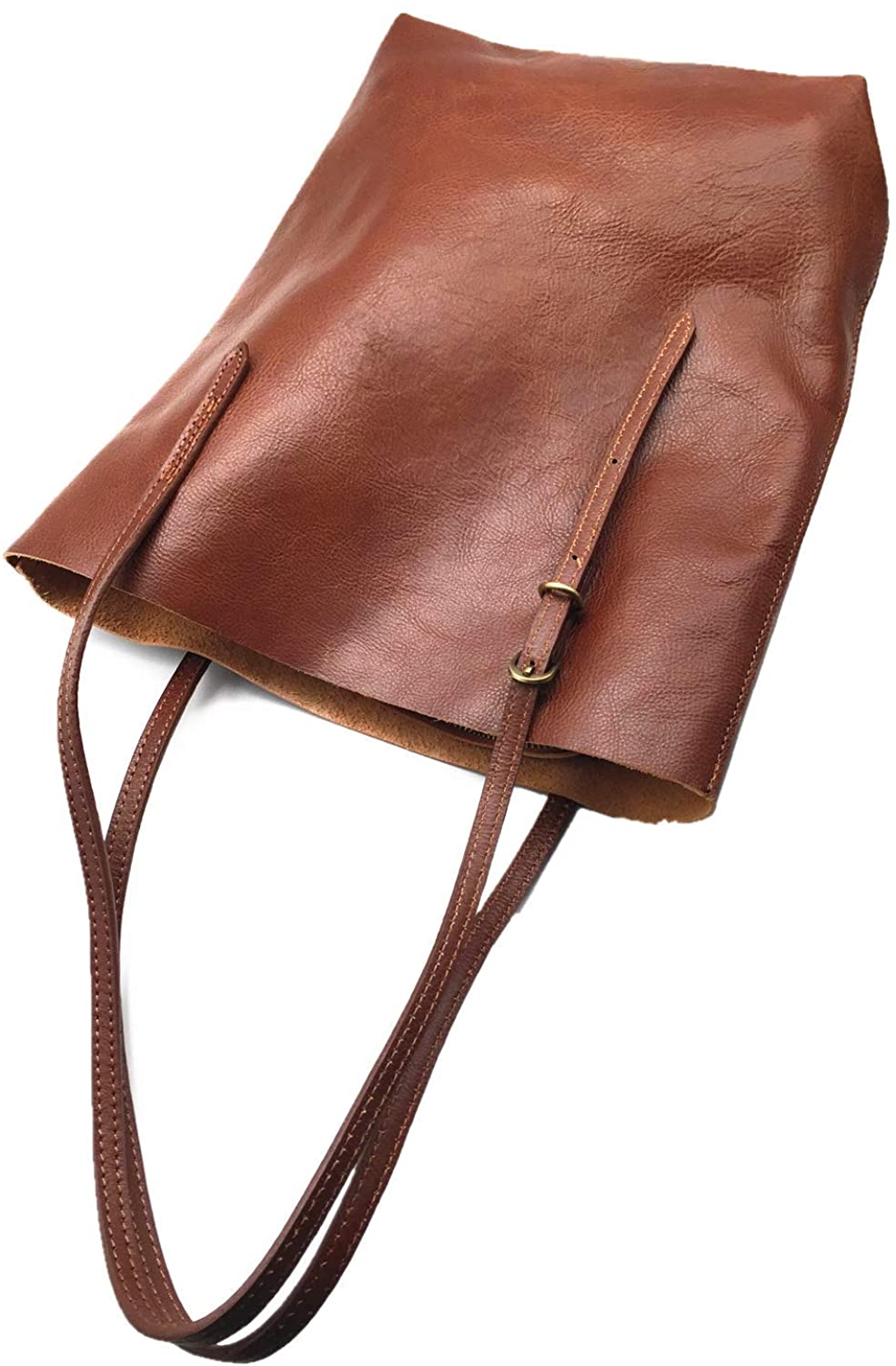 Price:$56.99    Women's Vintage Handbag Genuine Cowhide Leather Tote Shoulder Bucket Bags Large Purse With Adjustable Handles (Deep Brown)  Clothing