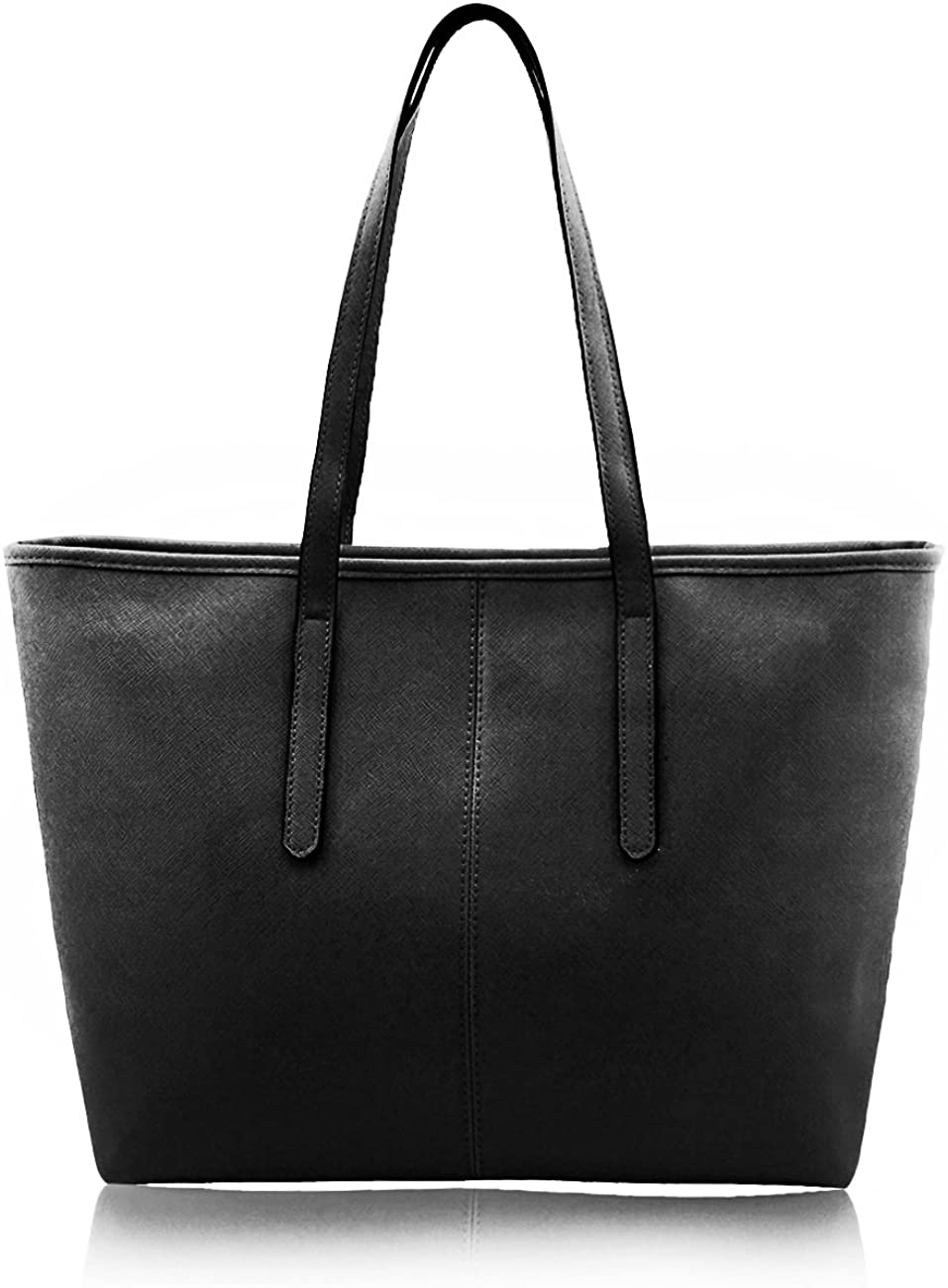 Price:$9.99    Women's Fashion Handbag PU Leather Large Capacity Shoulder Bags Tote Bags (Black)  Clothing