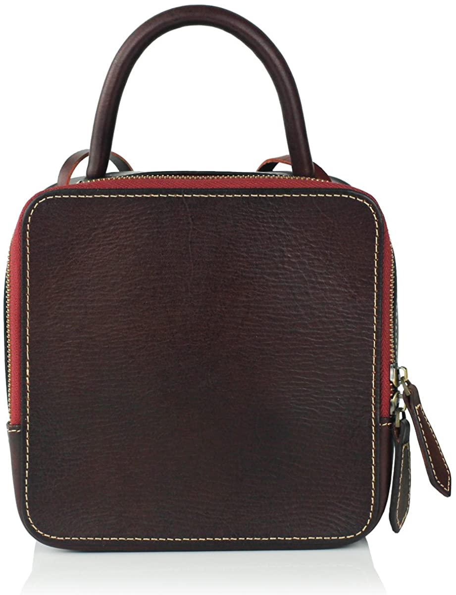 Price:$49.99 UER Women's Fashion Cow Leather Mini Box Should Bag Purse with Handle (Wine Red)  Handbags   
