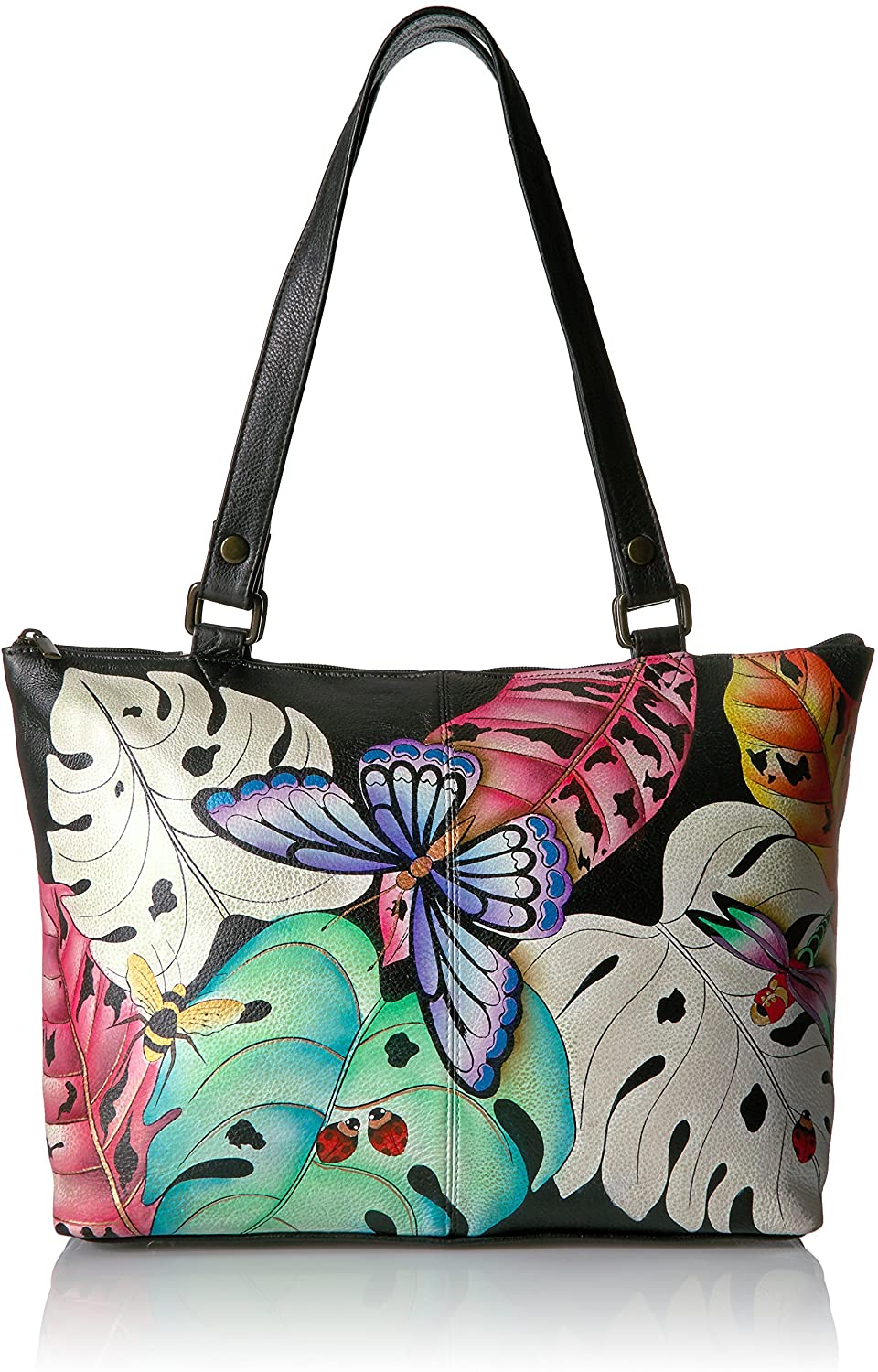 Price:$168.07    Anna by Anuschka Women's Genuine Leather Large Classic Tote | Hand Painted Original Artwork | Lovely Leaves  Clothing