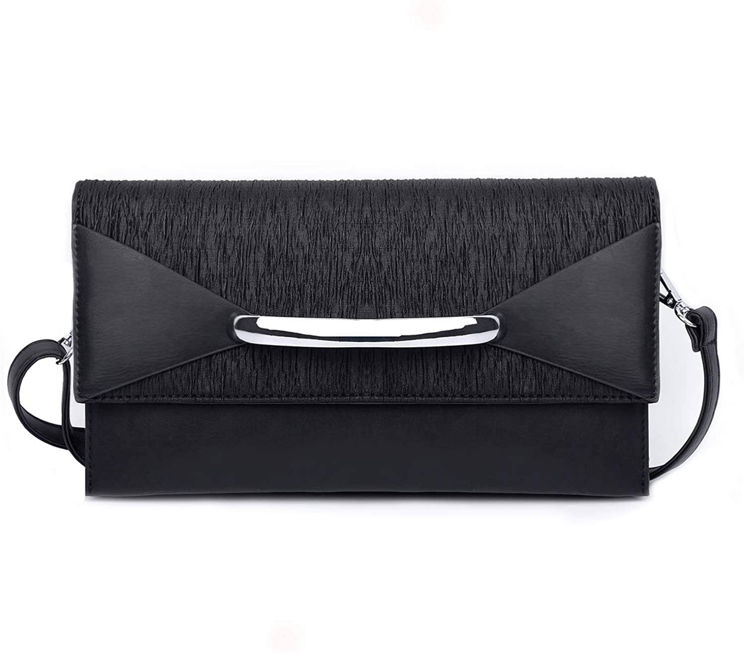 Price:$16.99 Bidear Women Envelope Clutch bag Elegant Evening Handbag with Wrist Shoulder Strap(Black)  Handbags   