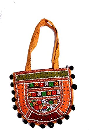 Price:$39.99    Hand Art India, Handcrafted Banjara Style Single Side Kutchi Embrieodery Work Woman's Shoulder Bag  Clothing