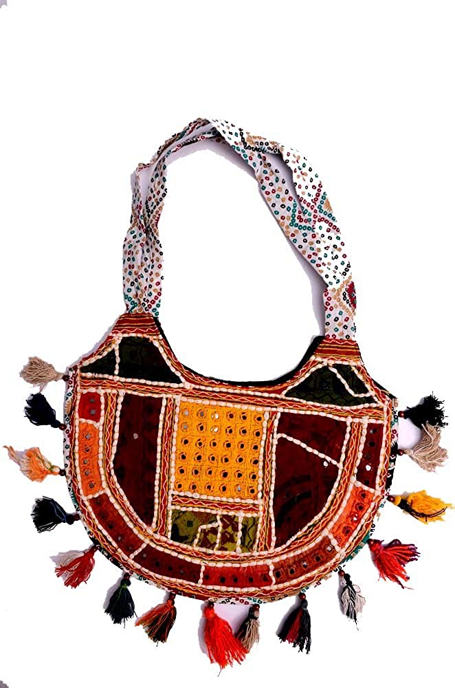 Price:$39.99 Hand Art India, Handcrafted Kutchi- Single Side Work Woman's Shoulder Bag  Handbags   