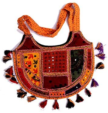Price:$39.99 Hand Art India, Handcrafted Kutchi Single Side Work Woman's Shoulder Bag- HB051215GAAK006  Handbags   