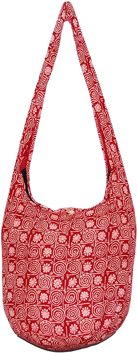 Price:$17.99    Flower Circle Bohemian Hippie Shoulder Hobo Boho Cross Body Bag Purse (Red)  Clothing