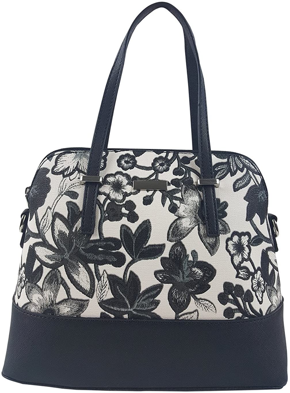 Price:$29.99 Small Handbag - Floral PU Leather Crossbody bag for Women with Zipper, Pockets and Shoulder Strap (Grey)  Handbags   