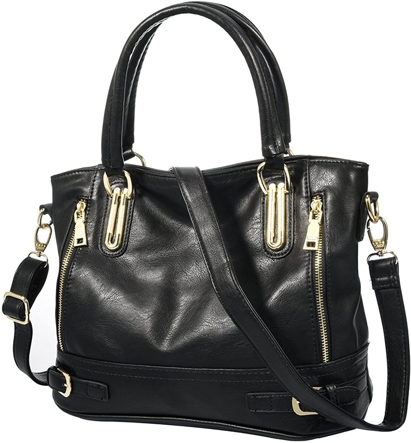 Price:$24.99 Ladyzone Womens Purses and Handbags Designer Shoulder Bags Ladies Tote Bags Top Handle Satchel Messenger Bags (Black 2)  Handbags   