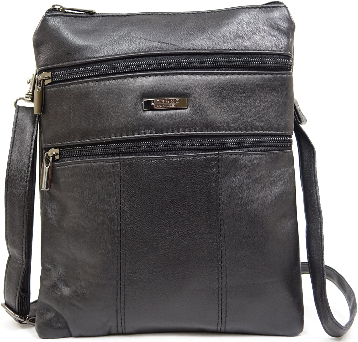 Price:$28.99 Ladies Super Soft Leather Shoulder, Detachable/Adjustable Strap (Black)  Handbags   