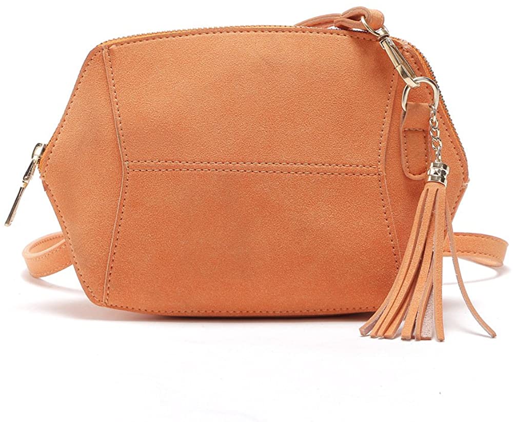 Price:$14.99 Smilecoco Women Vintage Suede PU Leather Tassel Shoulder Bags Cross Body Bags Small Purse, Orange  Handbags   