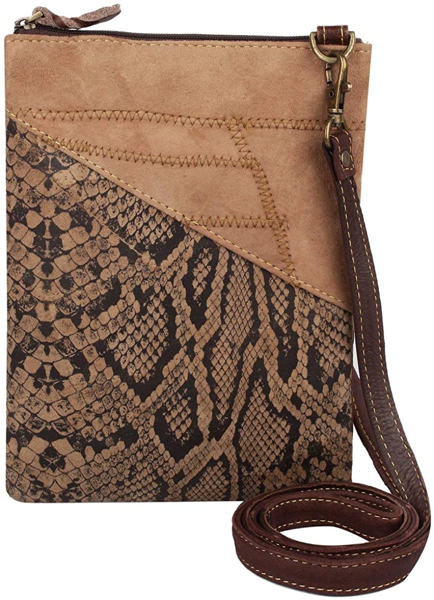 Price:$39.50 Vaan & Co Women's Brisk Python Small Cross Body Upcycled Genuine Leather Bag Python  Handbags   