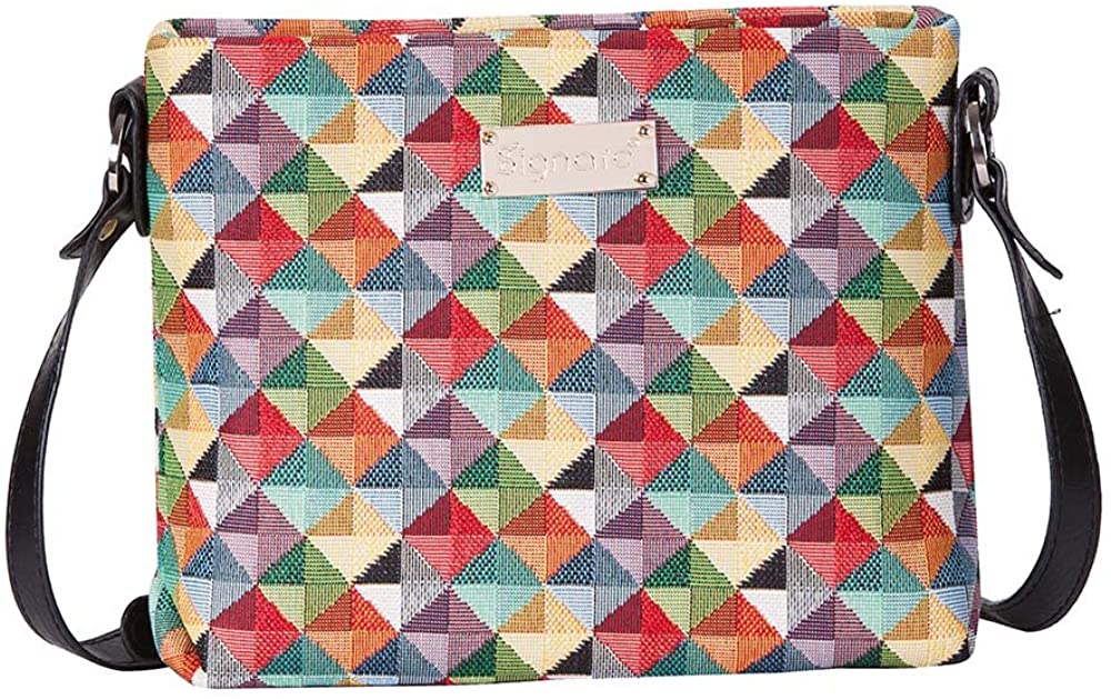 Price:$29.99 Signare Tapestry Crossbody Purse Small Shoulder Bag for Women with Colorful Geometric Design (XB02-MTRI  Handbags   