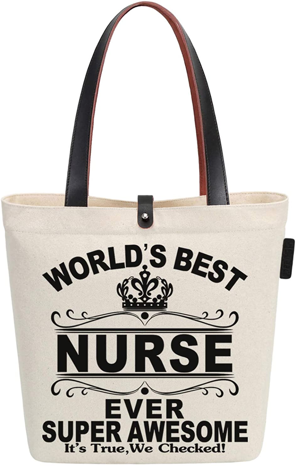 Price:$0.00    So'each Canvas & Beach Tote Bag World's Best Nurse Ever Graphic Handbag Shoulder Bag  Clothing