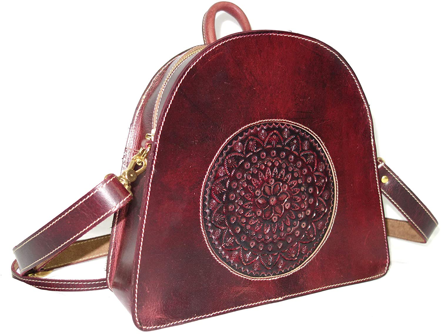 Price:$49.99 Leather Bag, Hand Crafted and Color with Shoulder Strap for Woman Vintage Finish (Burgundy)  Handbags   
