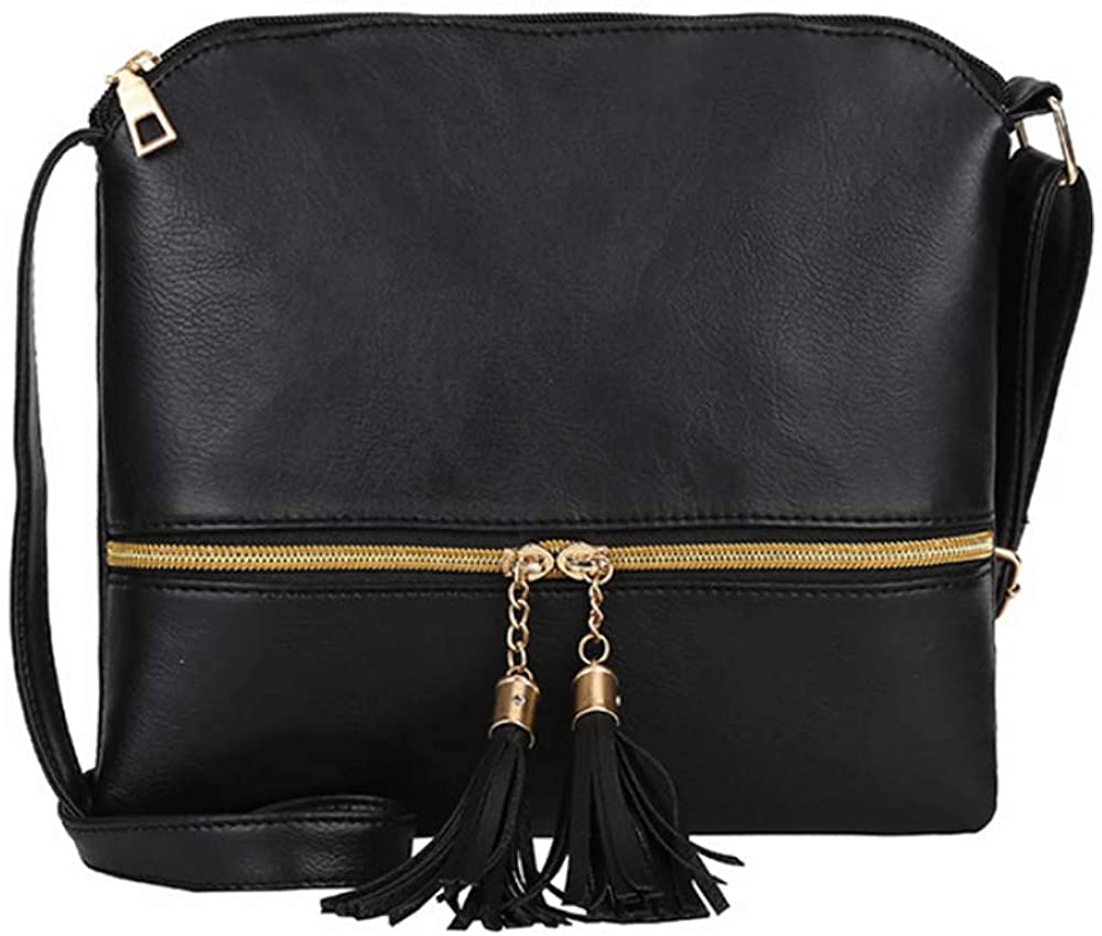 Price:$13.99 Leather Crossbody Bag Clutch Purse Shoulder Bag for Women (black)  Handbags   