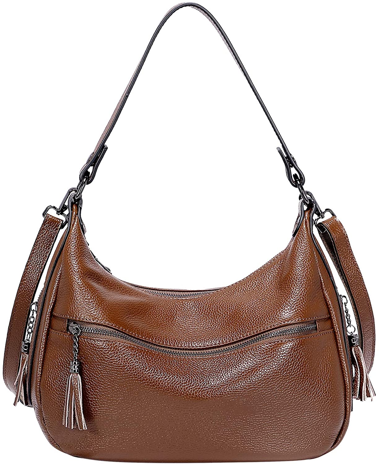 Price:$65.57    OVER EARTH Womens Handbags Soft Leather Hobo Shoulder Bag Ladies Crossbody Tote Purses with Tassel(O106E Khaki)  Clothing