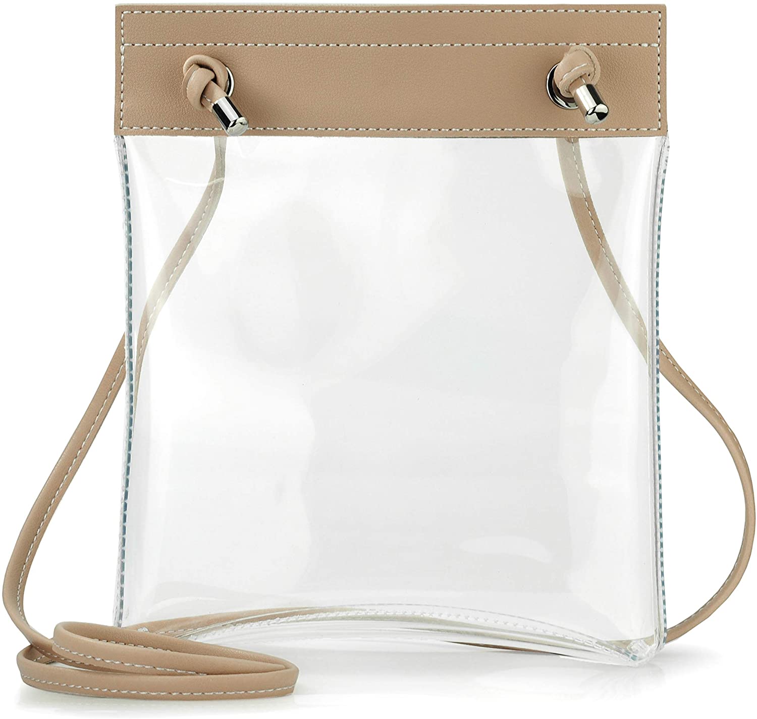 Price:$18.90 Clear Flat Cross Body Bag Women Single Shoulder Bag for Stadium Approved (Nude)  Handbags   